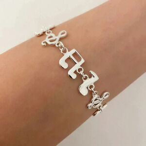 925 Sterling Silver Music Note Bracelet Charm Bracelet Music Lover Jewelry